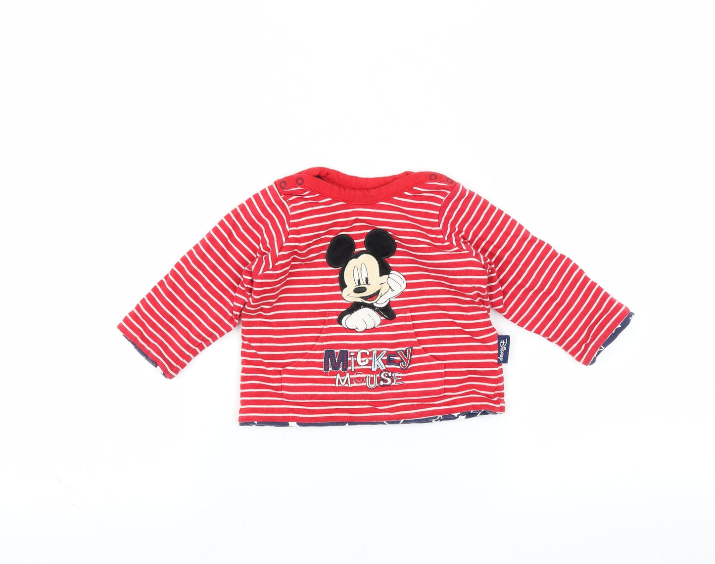 Disney Baby Red Striped  Pullover Jumper Size 3-6 Months  - mickey mouse sweatshirt