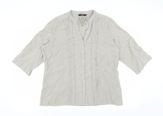 BM Womens Beige Striped  Basic Blouse Size 16