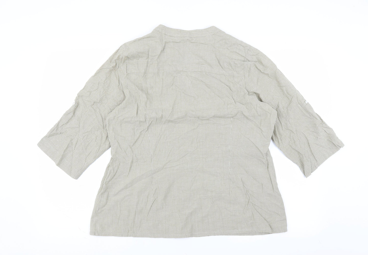 BM Womens Beige Striped  Basic Blouse Size 16
