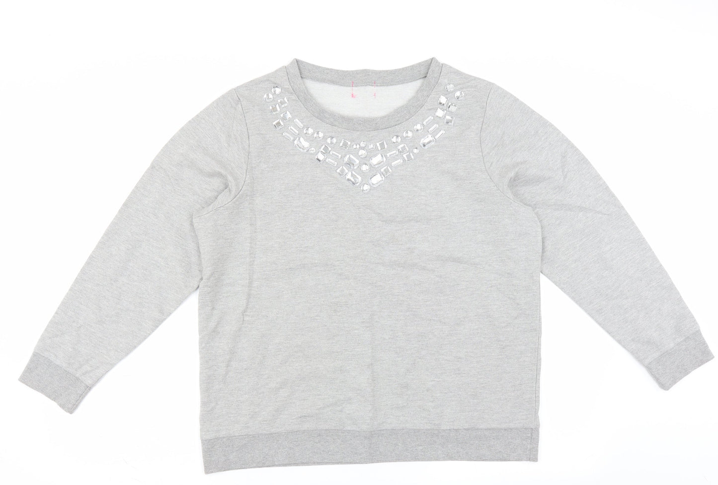 Preworn Womens Grey   Pullover Sweatshirt Size 12  - beaded neckline