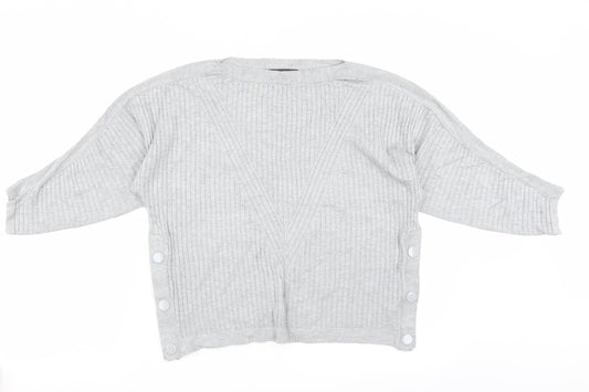 Marks and Spencer Womens Grey   Pullover Jumper Size M  - buttons side detail