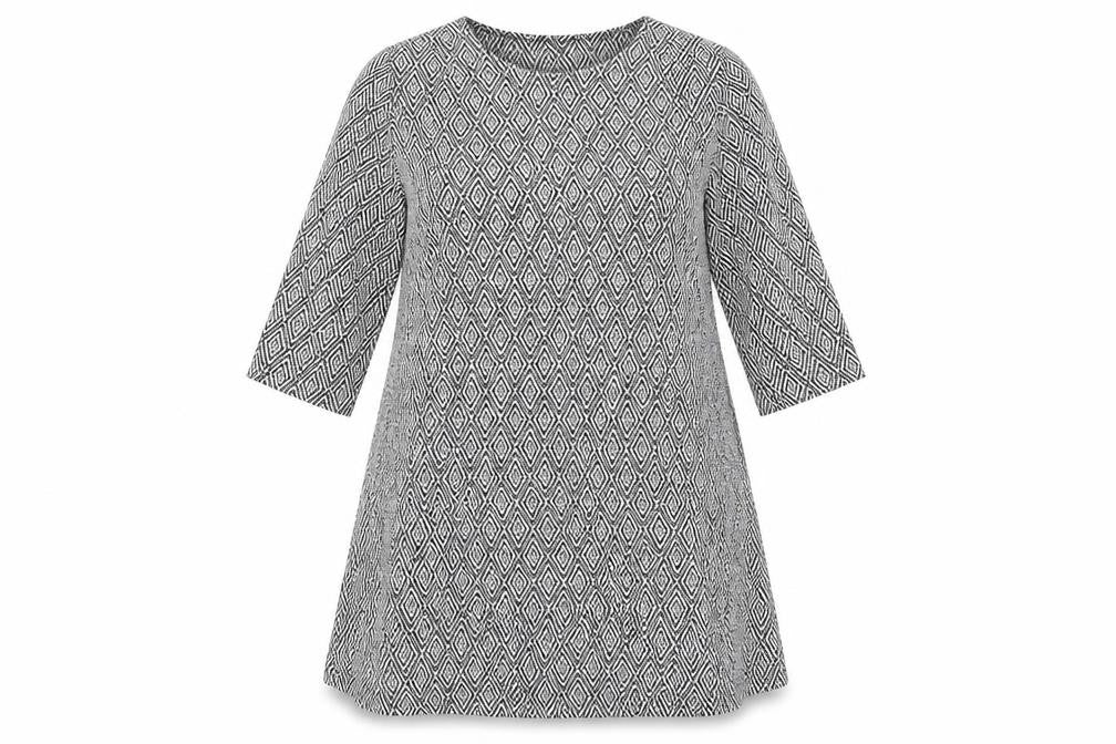 H&M Womens Grey Geometric  Fit & Flare  Size 14