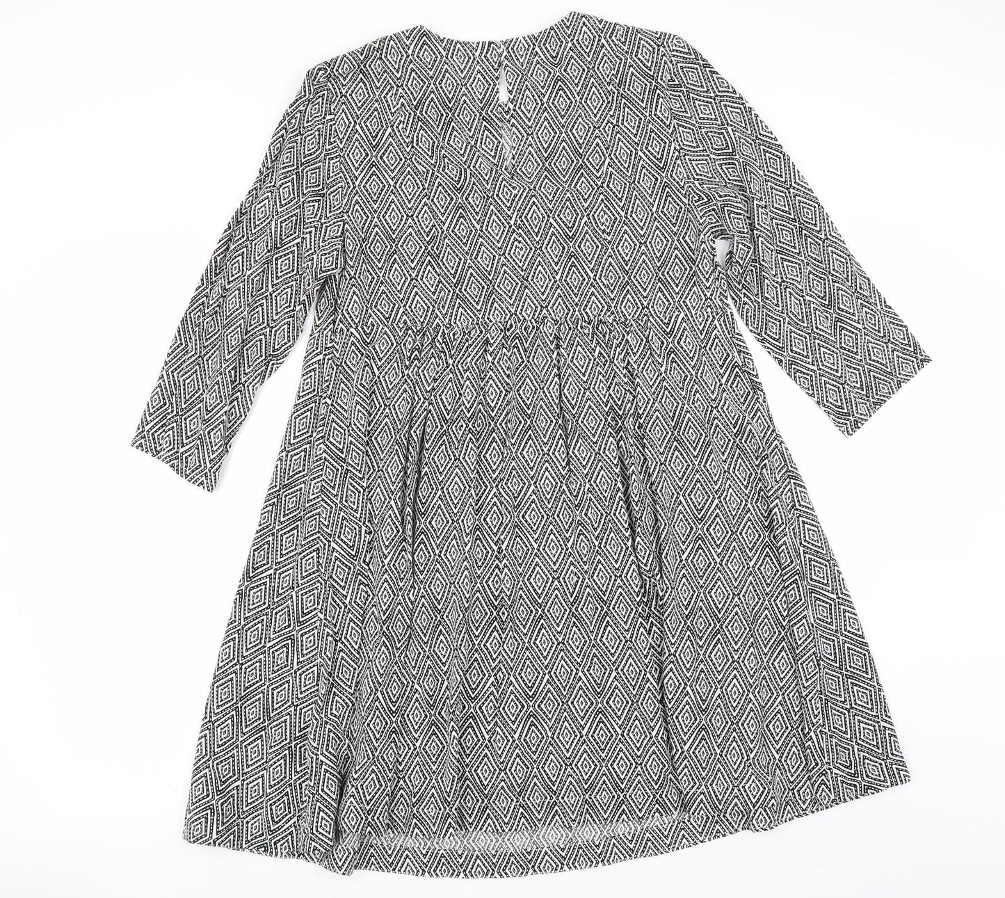 H&M Womens Grey Geometric  Fit & Flare  Size 14