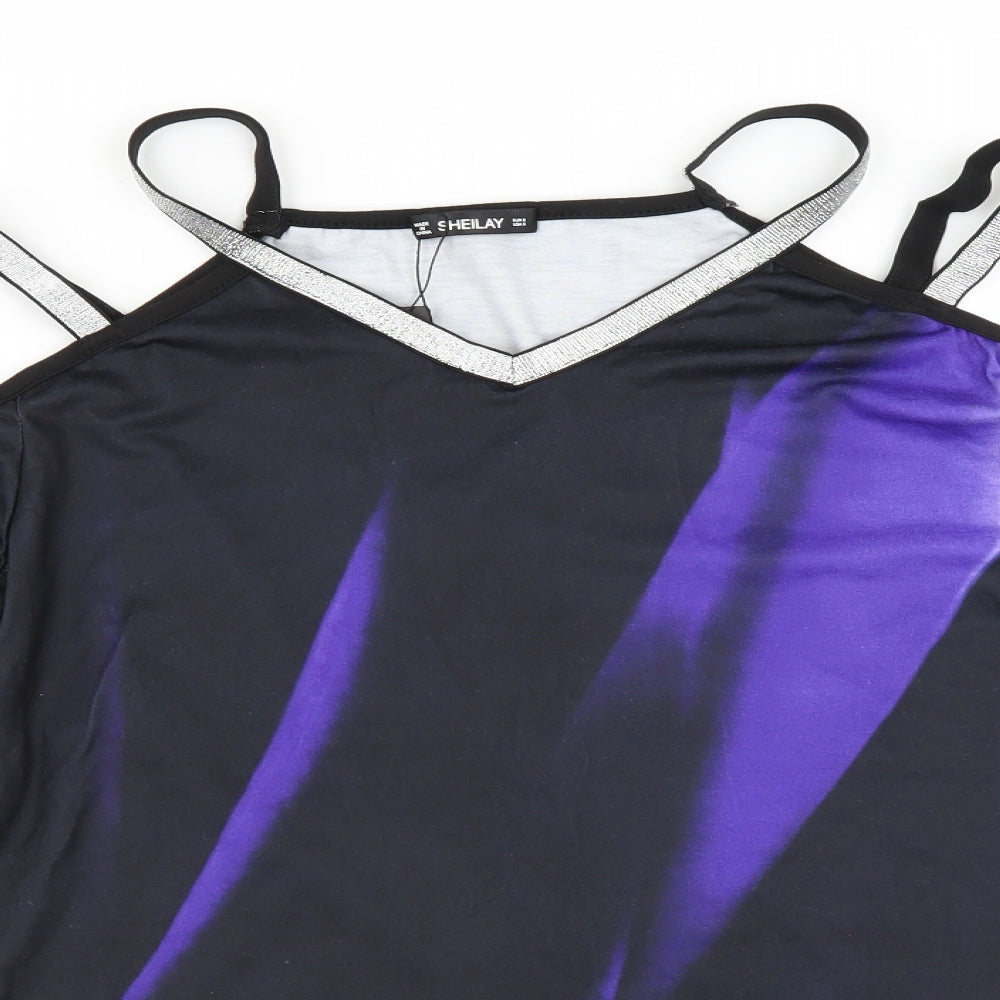 SHEILAY Womens Black   Basic Blouse Size S  - cold shoudler