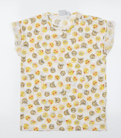 Preloved Atmosphere Womens White   Basic T-Shirt Size 6  - Emoji's - Front