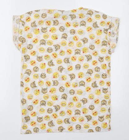 Preloved Atmosphere Womens White   Basic T-Shirt Size 6  - Emoji's - Back