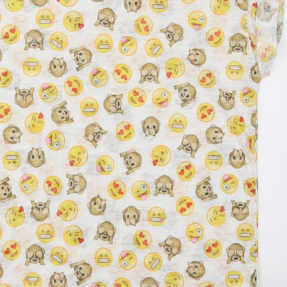 Preloved Atmosphere Womens White   Basic T-Shirt Size 6  - Emoji's - Label