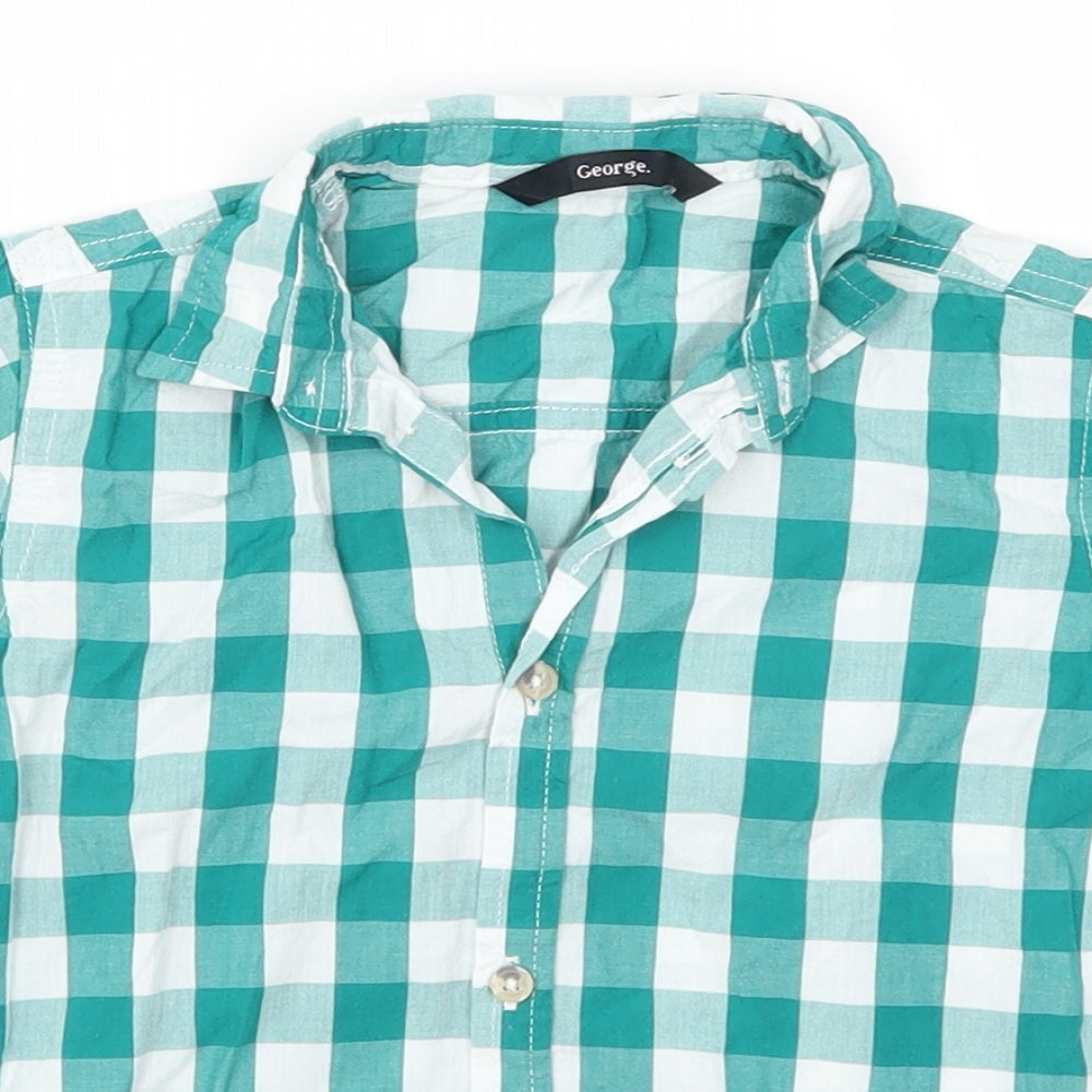 George Boys Green Check  Basic Button-Up Size 3-4 Years
