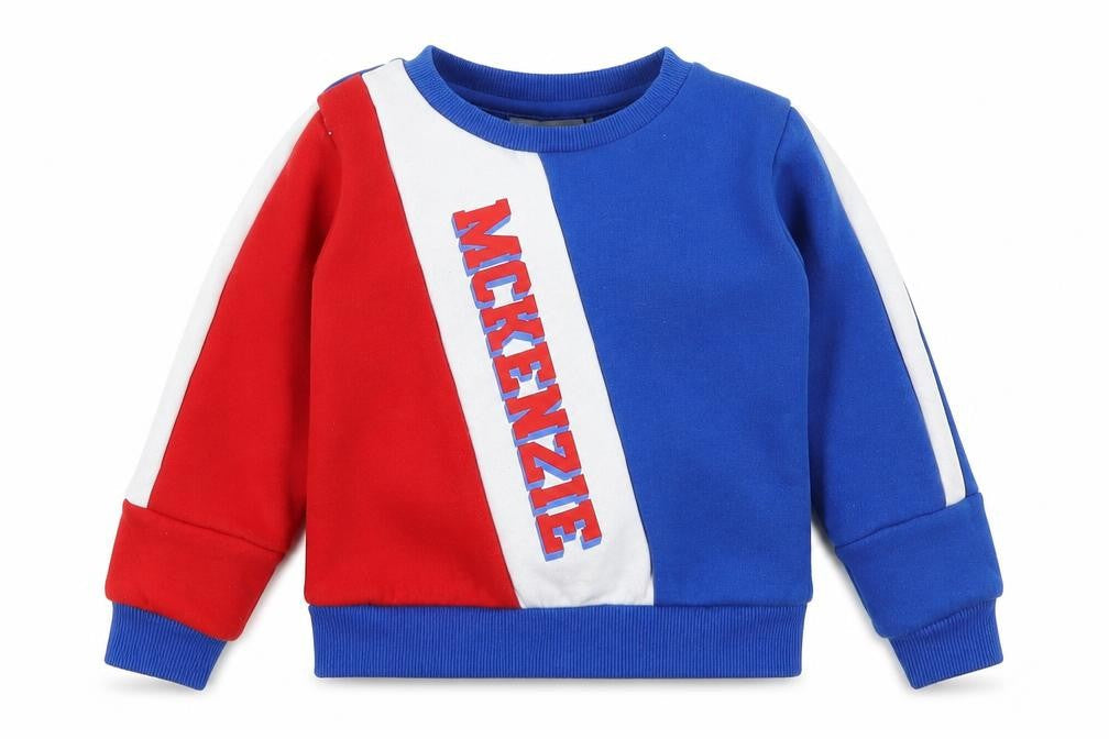 McKenxie Boys Blue Colourblock  Pullover Sweatshirt Size 4-5 Years  - Red