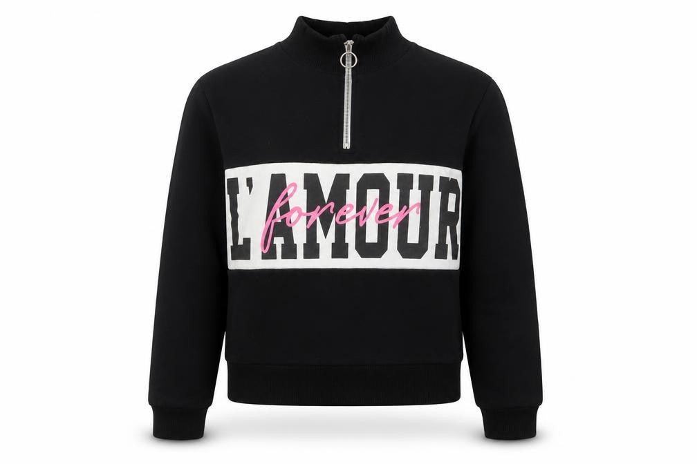 Miss Evie Girls Black   Pullover Sweatshirt Size 9-10 Years  - L'Amour Forever