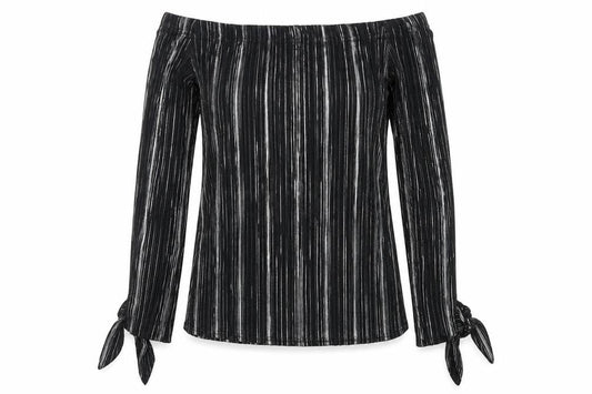 Leisure Womens Silver Striped  Basic T-Shirt Size 8