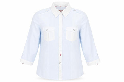 Lee Cooper Womens Blue Striped  Basic Button-Up Size 8