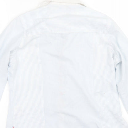 Lee Cooper Womens Blue Striped  Basic Button-Up Size 8