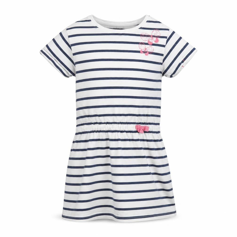 Vertbaudet Girls White Striped  T-Shirt Dress  Size 5 Years