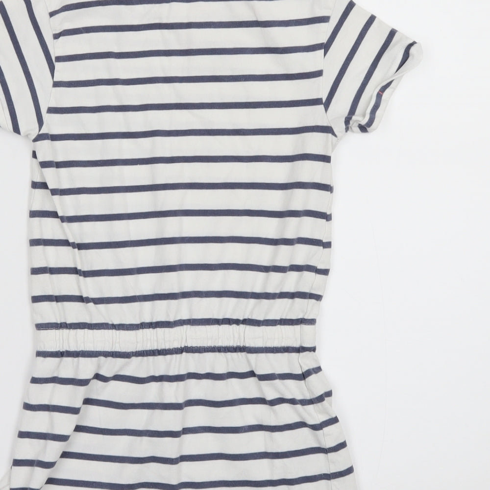 Vertbaudet Girls White Striped  T-Shirt Dress  Size 5 Years