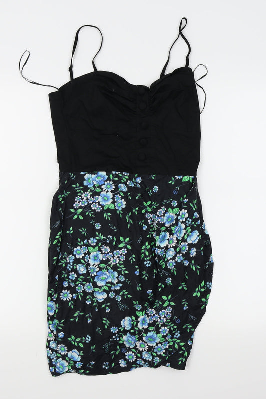 you Womens Black Floral  Fit & Flare  Size S
