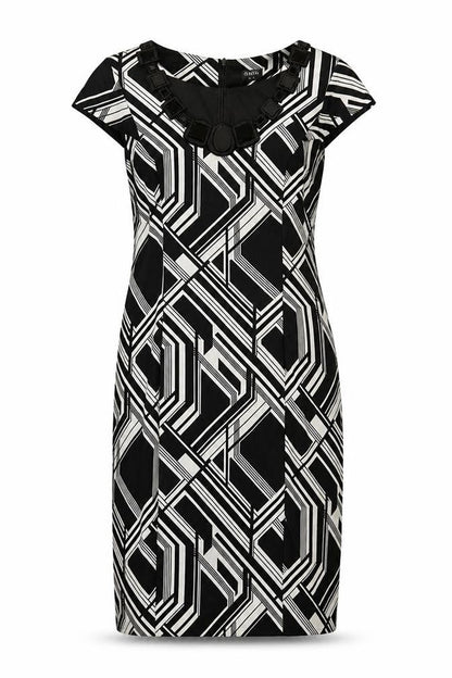 Oasis Womens Black Geometric  Pencil Dress  Size 10