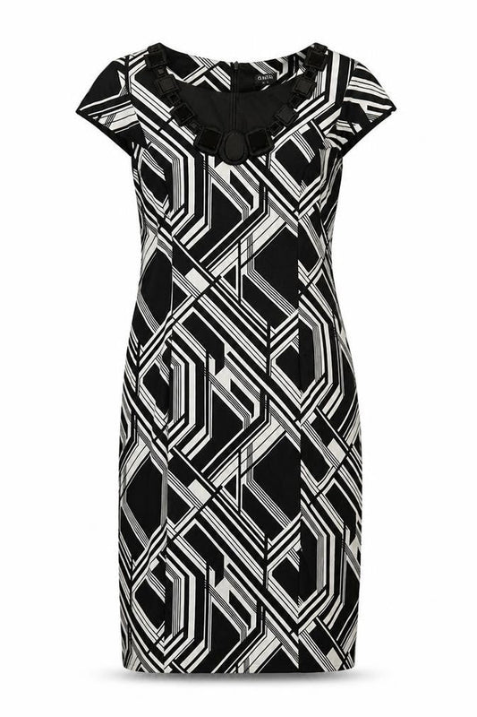 Oasis Womens Black Geometric  Pencil Dress  Size 10