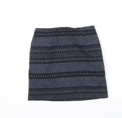 New Look Womens Grey Geometric  A-Line Skirt Size 6