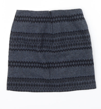 New Look Womens Grey Geometric  A-Line Skirt Size 6