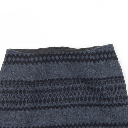 New Look Womens Grey Geometric  A-Line Skirt Size 6