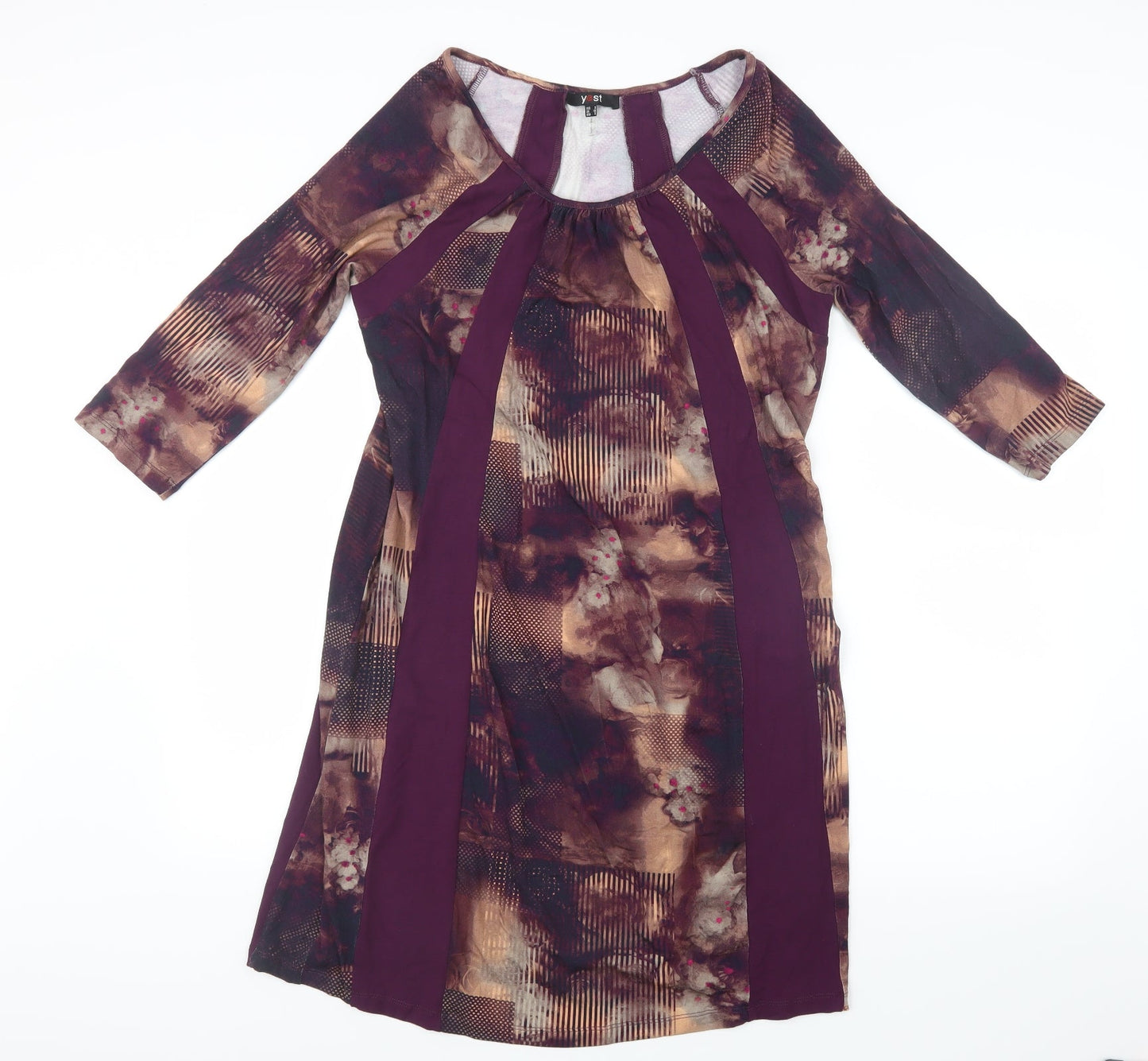 Yest Womens Purple Geometric  T-Shirt Dress  Size 10