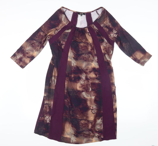 Yest Womens Purple Geometric  T-Shirt Dress  Size 10