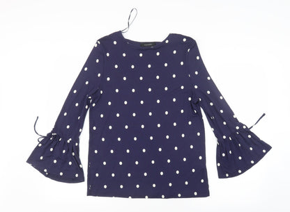 Atmosphere Womens Blue Polka Dot  Basic T-Shirt Size 12