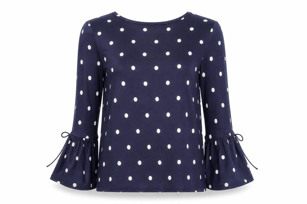 Atmosphere Womens Blue Polka Dot  Basic T-Shirt Size 12