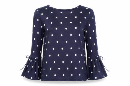 Atmosphere Womens Blue Polka Dot  Basic T-Shirt Size 12