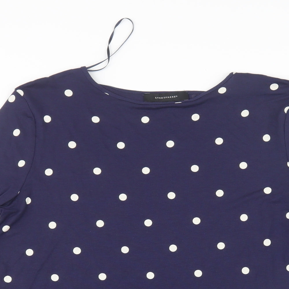 Atmosphere Womens Blue Polka Dot  Basic T-Shirt Size 12