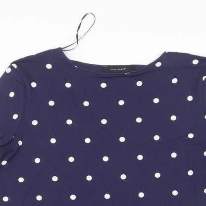 Atmosphere Womens Blue Polka Dot  Basic T-Shirt Size 12