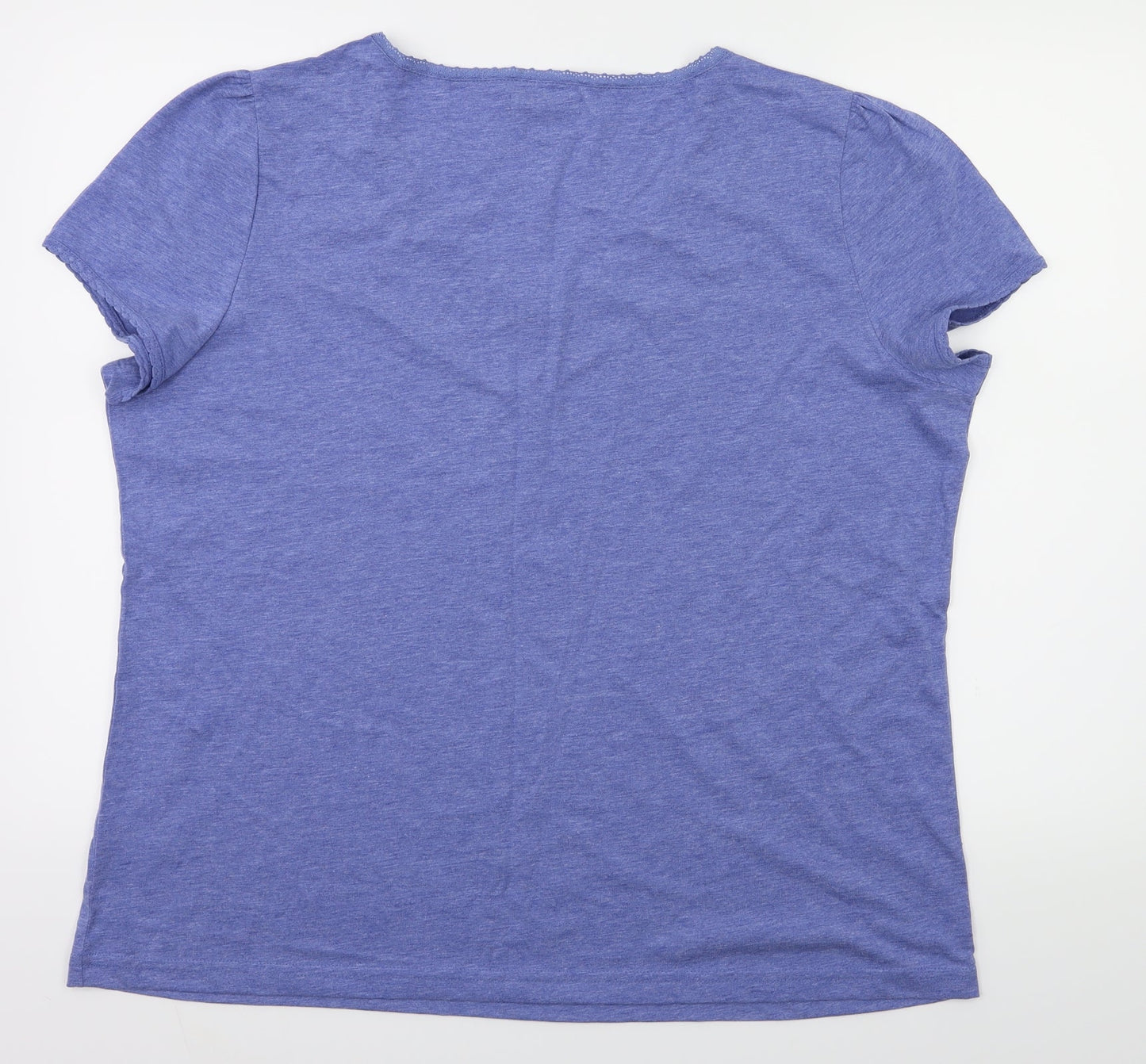 BM Womens Blue Floral  Basic T-Shirt Size L