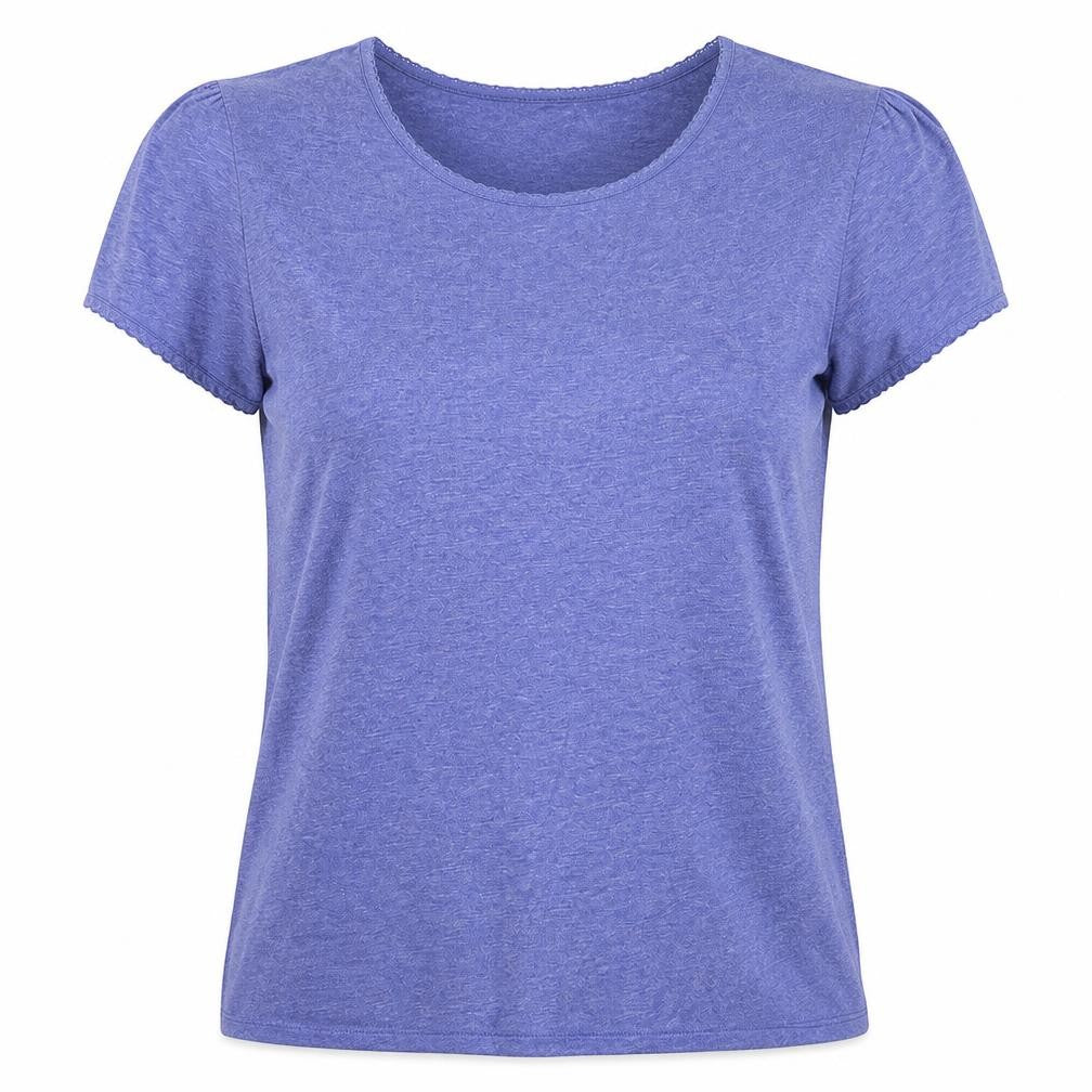 BM Womens Blue Floral  Basic T-Shirt Size L