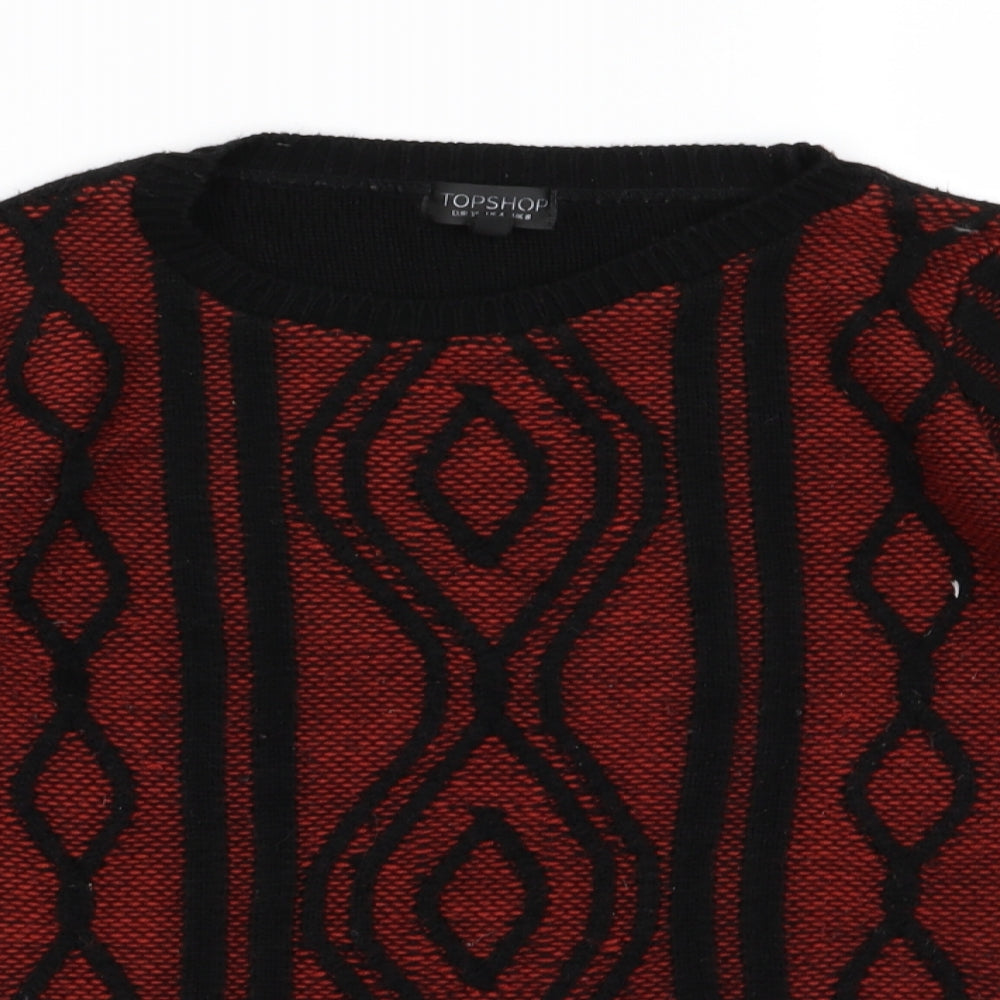 Topshop Womens Red  Knit Pullover Jumper Size 8