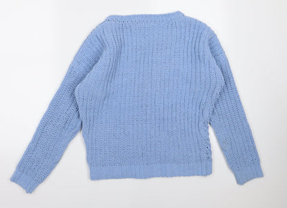 Preloved F&F Womens Blue  Knit Pullover Jumper Size 10 - Back