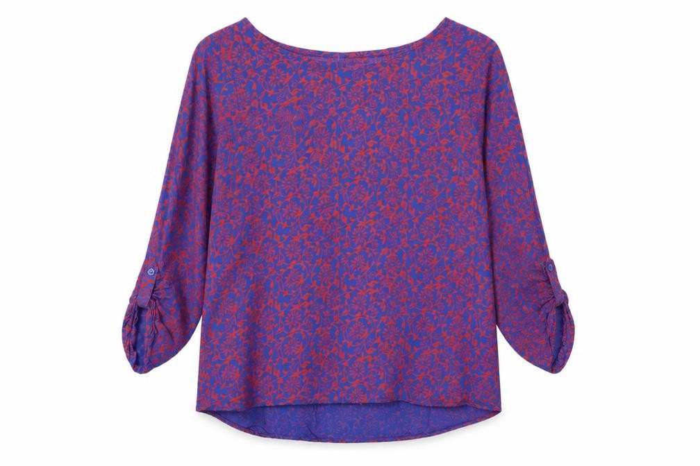 Papaya Womens Blue Floral  Basic Blouse Size 8