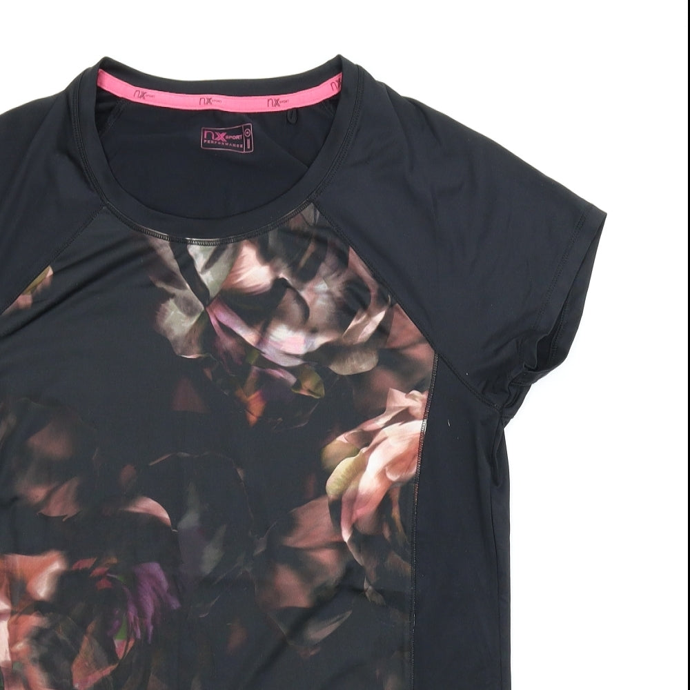 NEXT Womens Black Floral  Basic T-Shirt Size 8