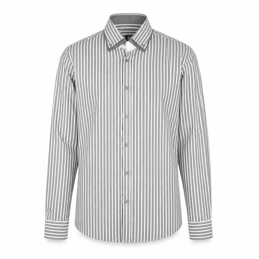 Steel & Jelly Mens Grey Striped   Button-Up Size M