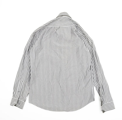 Steel & Jelly Mens Grey Striped   Button-Up Size M