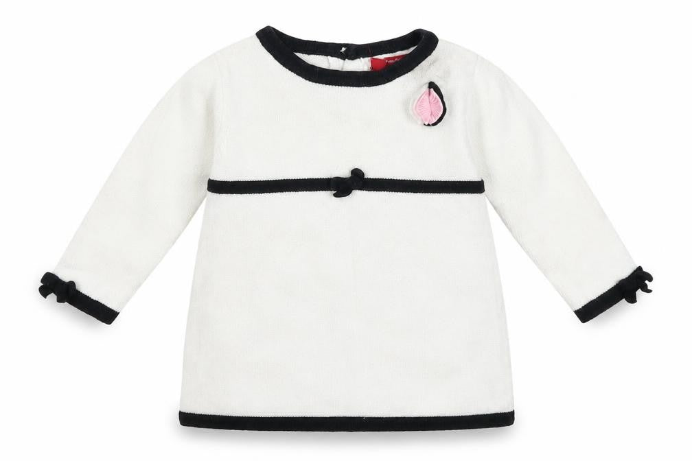 Strawberry Faire Girls White Colourblock Knit Jumper Dress  Size 6-9 Months