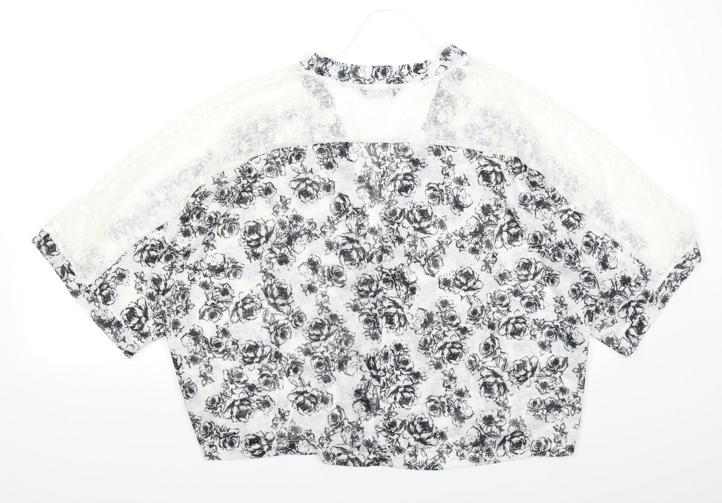 Dorothy Perkins Womens White Floral  Cardigan Jumper Size 16  - Lace Sleeve