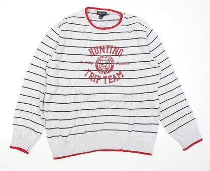 Preloved H&M L.O.G.G Mens Grey Striped  Pullover Jumper Size L - Front