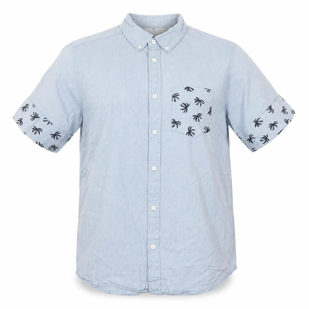 Divided Mens Blue    Button-Up Size M  - Palm Tree