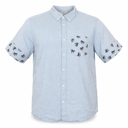 Divided Mens Blue    Button-Up Size M  - Palm Tree