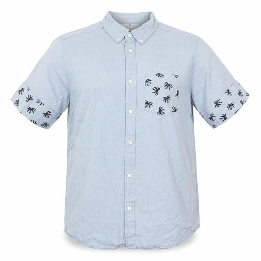 Divided Mens Blue    Button-Up Size M  - Palm Tree