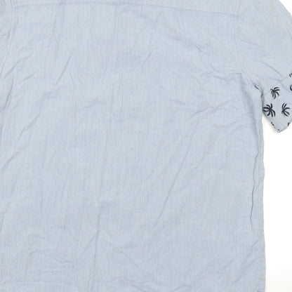 Divided Mens Blue    Button-Up Size M  - Palm Tree