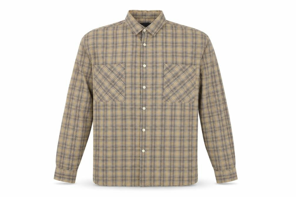 Mennace Mens Brown Plaid   Button-Up Size S