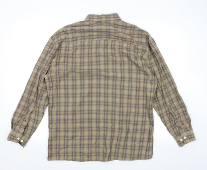 Mennace Mens Brown Plaid   Button-Up Size S