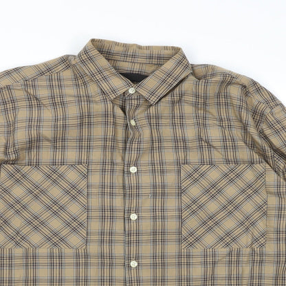 Mennace Mens Brown Plaid   Button-Up Size S